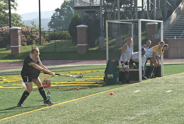 The women’s field hockey team practices in Kidd Brewer Stadium. When graduating from high school, student athletes are often faced with the difficult decision to choose which sport to play. Conor McClure | The Appalachian
