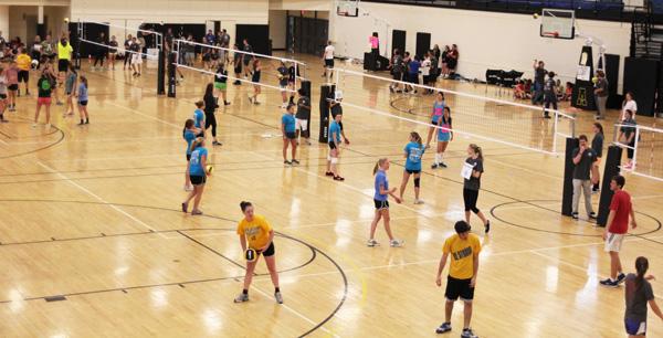 Participants in the Sigma Nu and Appstate Volleyball Teams "1st Annual Volleyball Tournament for Haiti" pack the Varsity Gym on Sunday afternoon. Paul Heckert | The Appalachian