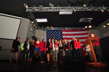 The College Republicans gather at the Harvest House with the Watauga County Republicans to watch the 2012 presidential election results Tuesday night. Joey Johnson | The Appalachian