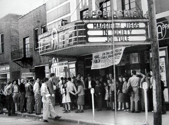 Patrons line up for a performance of Maggie and Jiggs In Society. Plans are to restore the theater as close as possible to its original 1938 appearance.