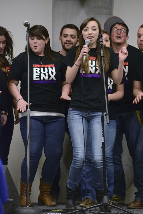 Enharmonics performs Tuesday evening at the Concert for Justice in Plemmons Student Union. The concert kicked off Social Justice Week and featured a capella, dance and solo acts. Courtney Roskos | The Appalachian