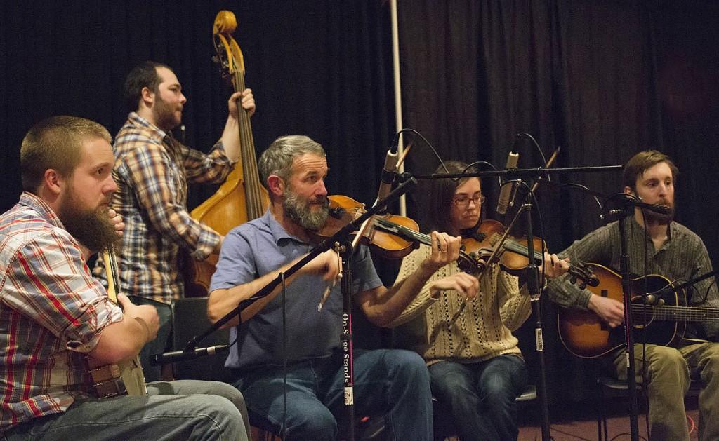 The Laurel Creek String Band provides accompaniment for square dancers Saturday night at Legends. The event was part of the Appalachian Studies Conference and featured solo musicians as well as storytellers. Ansley Cohen | The Appalachian