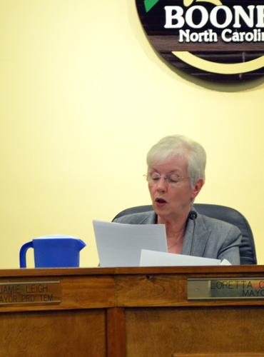 Mayor Loretta Clawson reads the town council statement. Chelsey Fisher | The Appalachian