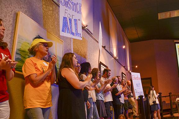 Students and community members rally at the Take the Dream Home to Boone event. Photo by Kim Reynolds | The Appalachian