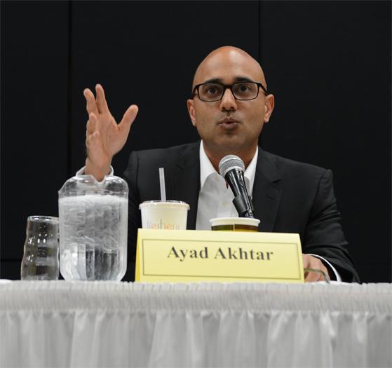 Summer Reading Program author and 2013 Pulitzer Prize winner Ayad Akhtar speaks during a Q&A panel Tuesday afternoon in the Blue Ridge Ballroom. Akhtar also spoke at Convocation on Tuesday morning. Photo by Olivia Wilkes | The Appalachian