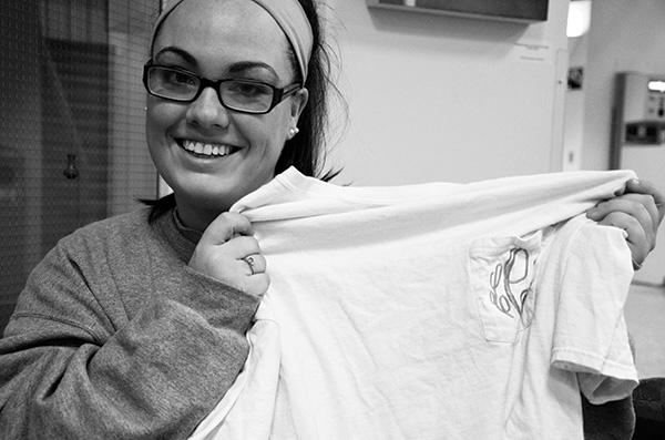 Junior apparel design and merchandising major Lanie Crawford started her own monogram business this fall. Her company takes custom orders and has shipped products as far away as Michigan and Florida. Photo by Maggie Cozens | The Appalachian