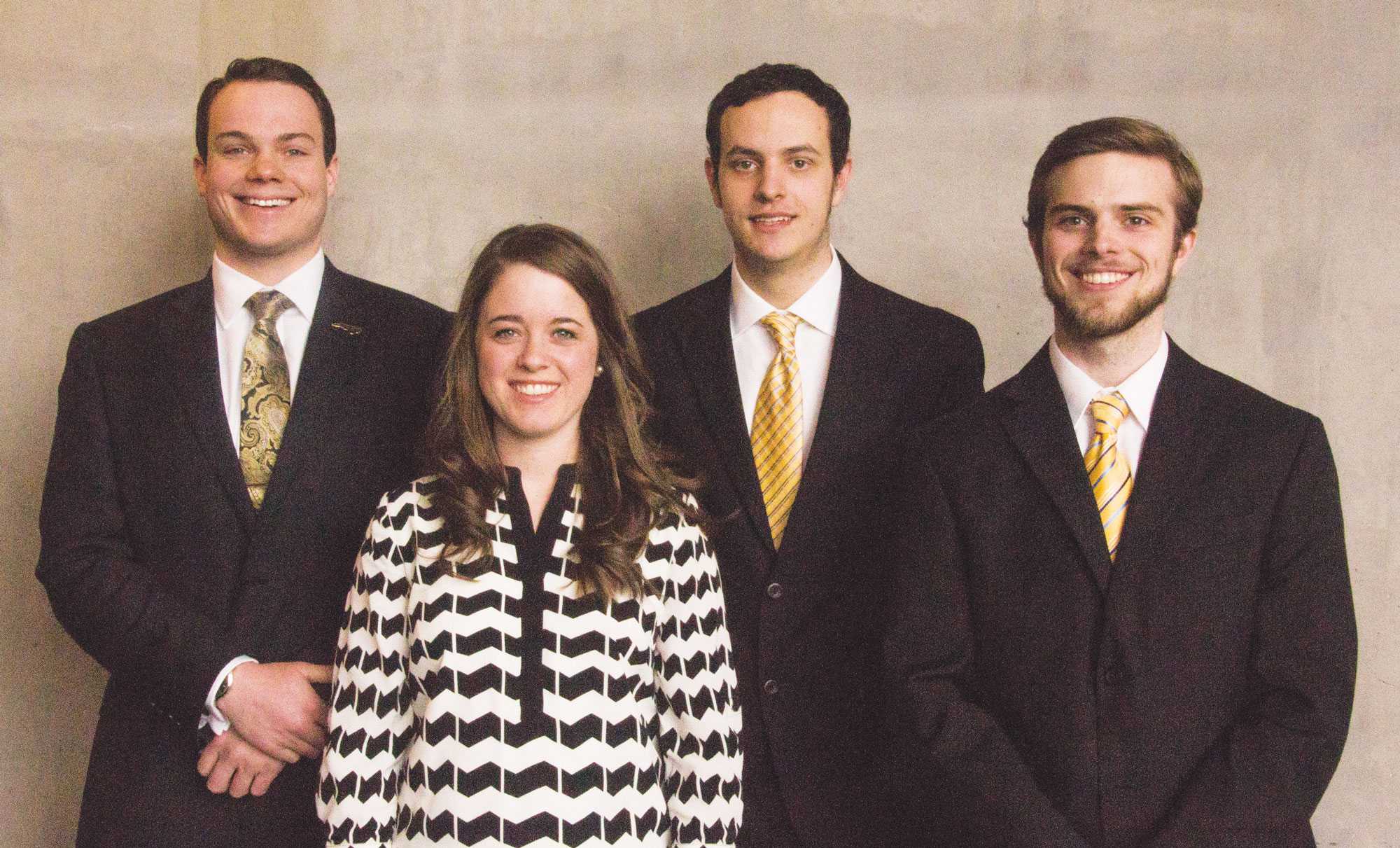 Incumbent student body president Carson Rich and his vice presidential candidatte Abby Hamrick will run against Sam Murray and his vice presidential candidate Wes Rawles. Regular campaigning will beghin March 16. Photo by Bailey La Stella