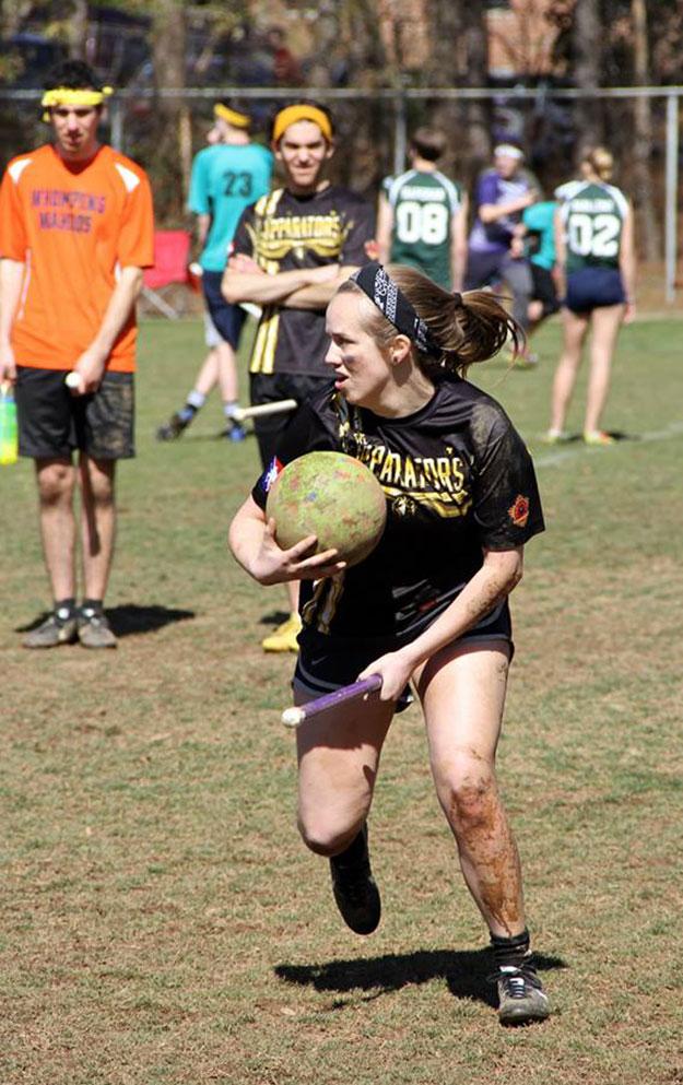 Sophomore+beater+Courtney+Colwell+heads+down+the+field+with+a+bludger+during+a+Quidditch+tournament+last+fall.+The+Appalachian+Quidditch+Club%2C+The+Apparators%2C+will+compete+in+the+Quidditch+World+Cup+at+Myrtle+Beach+in+April.+%C2%A0Photo+courtesy+of+Alex+Gates