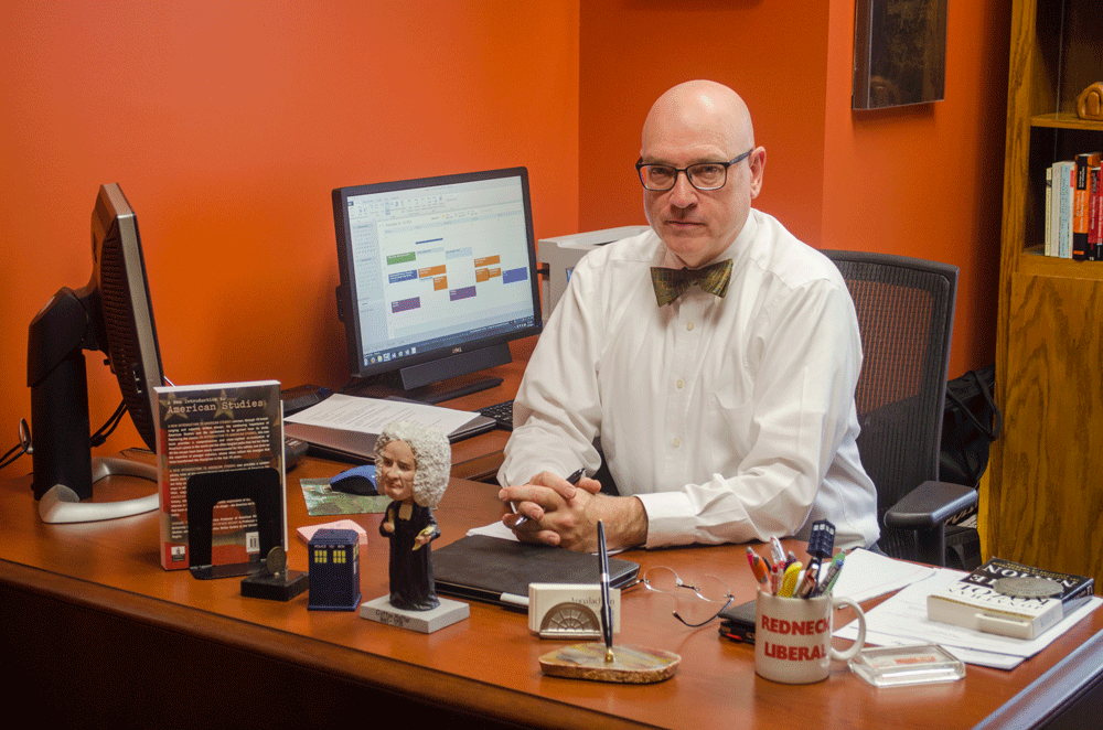 Watauga Residential College director Clark Maddux in his office in the Living Learning Academic Building Wednesday morning. Maddux has already made significant changes to the residential college and is seeking to increase the college’s enrollment. Photo by Morgan Cook  |  The Appalachian