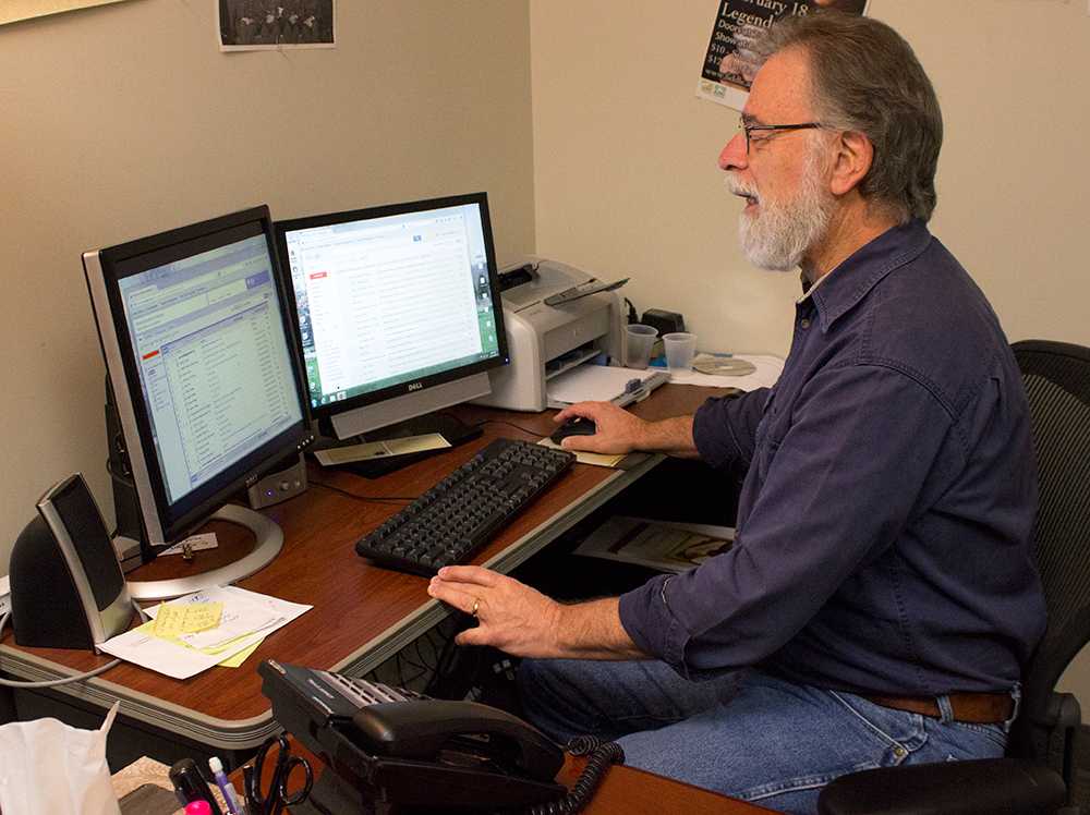 Professor in the Department of Economics Dr. McKee works in his office. Photo by Dallas Linger  |   The Appalachian