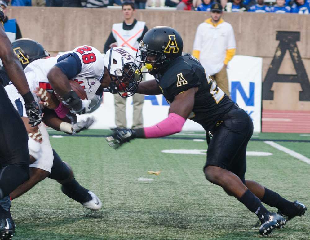 Defensive back Joel Ross at the football game against Liberty University. Photo by Paul Heckert  |  The Appalachian