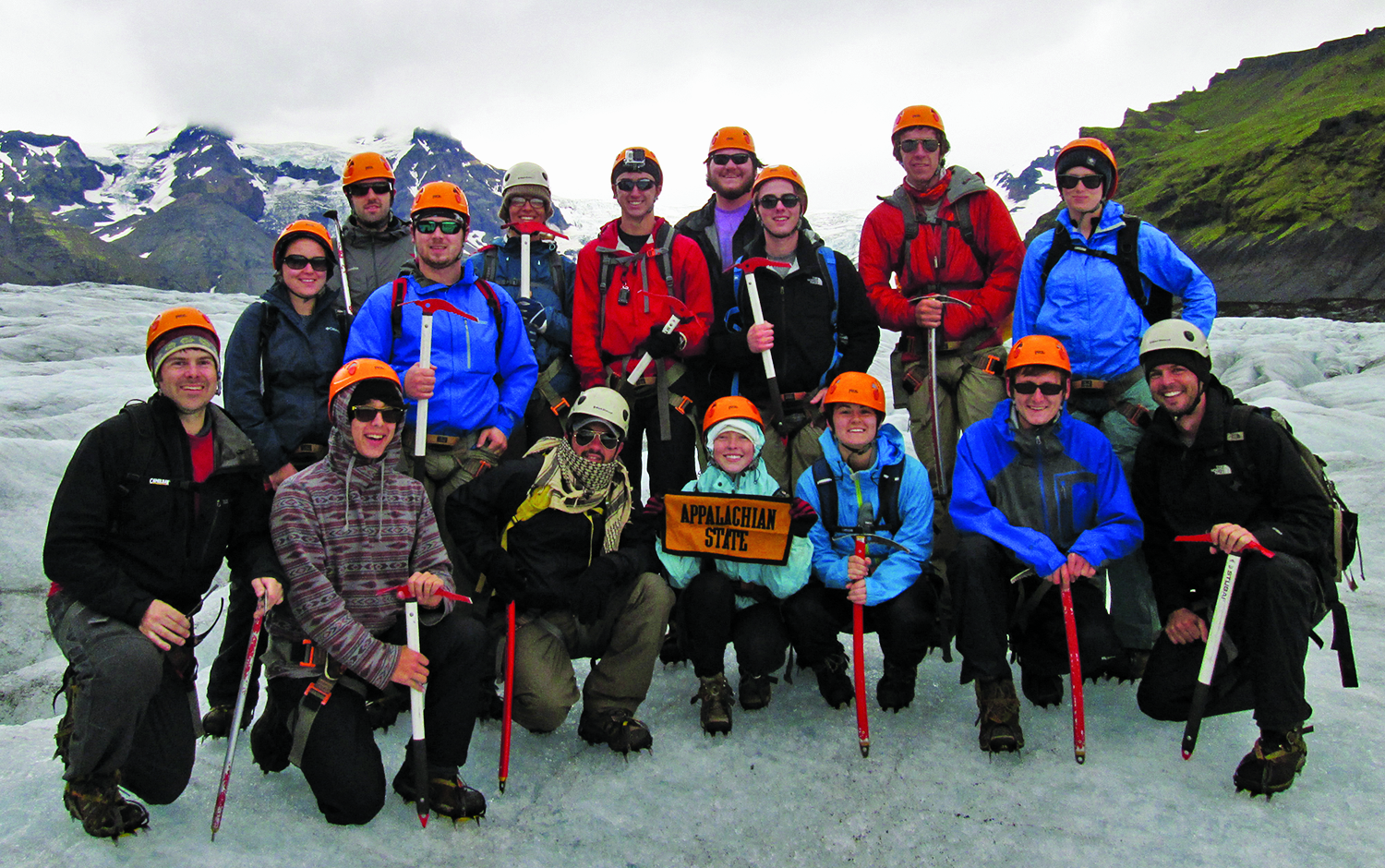 The class of geology professors Brian Zimmer and Scott Marshall in Iceland last year. The professors will be taking their students to Iceland again this year.