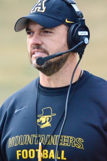 Co-offensive coordinator /offensive line coach Dwayne Ledford will be leaving the Mountaineers to assume a similar position at NC State. Ledford had been a member of the Mountaineers coaching staff since 2012.  Photo courtesy of Appalachian State Athletics/Allyson Lamb. 