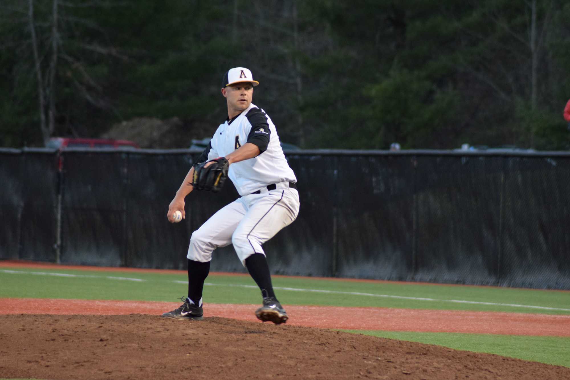 Junior Matt Brill pitches the ball during a home game against Wake Forest on March 28