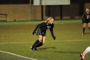 Senior Jenn Bass looks to head back on defense. Photo Courtesy: App State Athletics/Dave Mayo