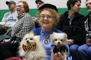 Marcel Wiseman Valencia and her two dogs, Bairen's Bonnie Prince (left) and Mon Coeur (Man Of My Heart) (right) who both competed for Cutest Dog