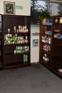 The Office of Sustainability’s food pantry. The pantry is located on campus in the basement of East Hall.