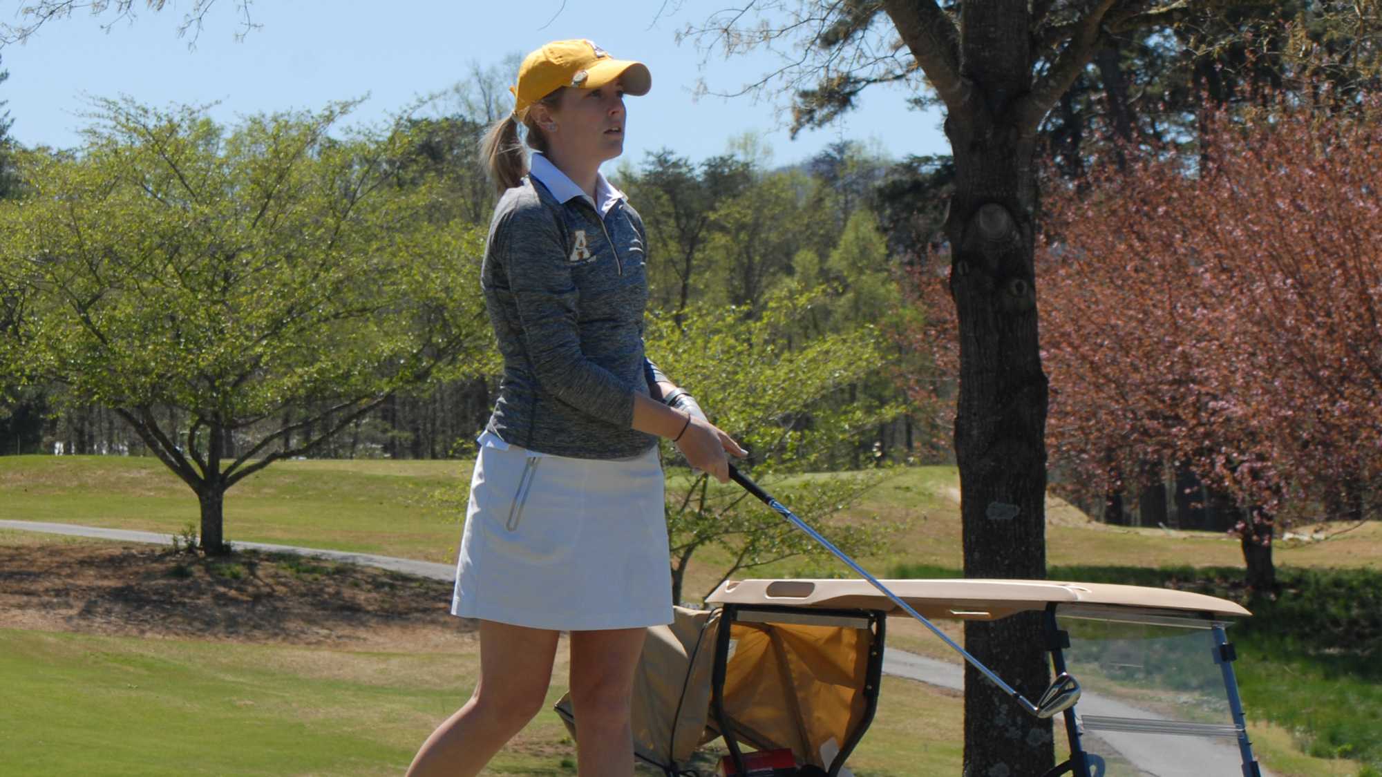 Stinson watches her shot during tournament play. Photo courtesy App State Athletics.