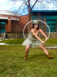 Boone local Corinna Smith hula hoops on Sanford Mall. Photo by Ariel Green.