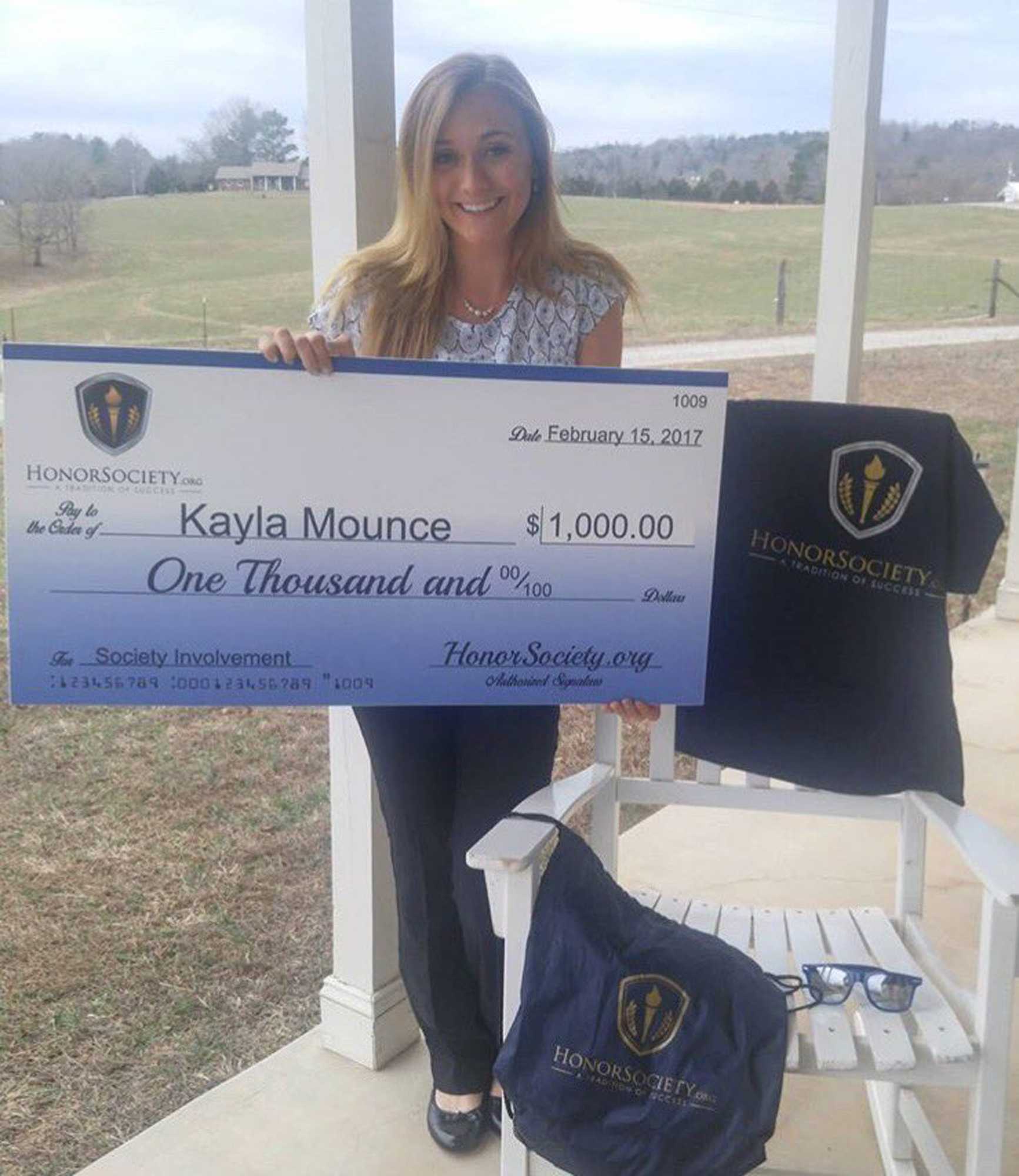 The winner of the honors scholorship, Kayla Mounce.