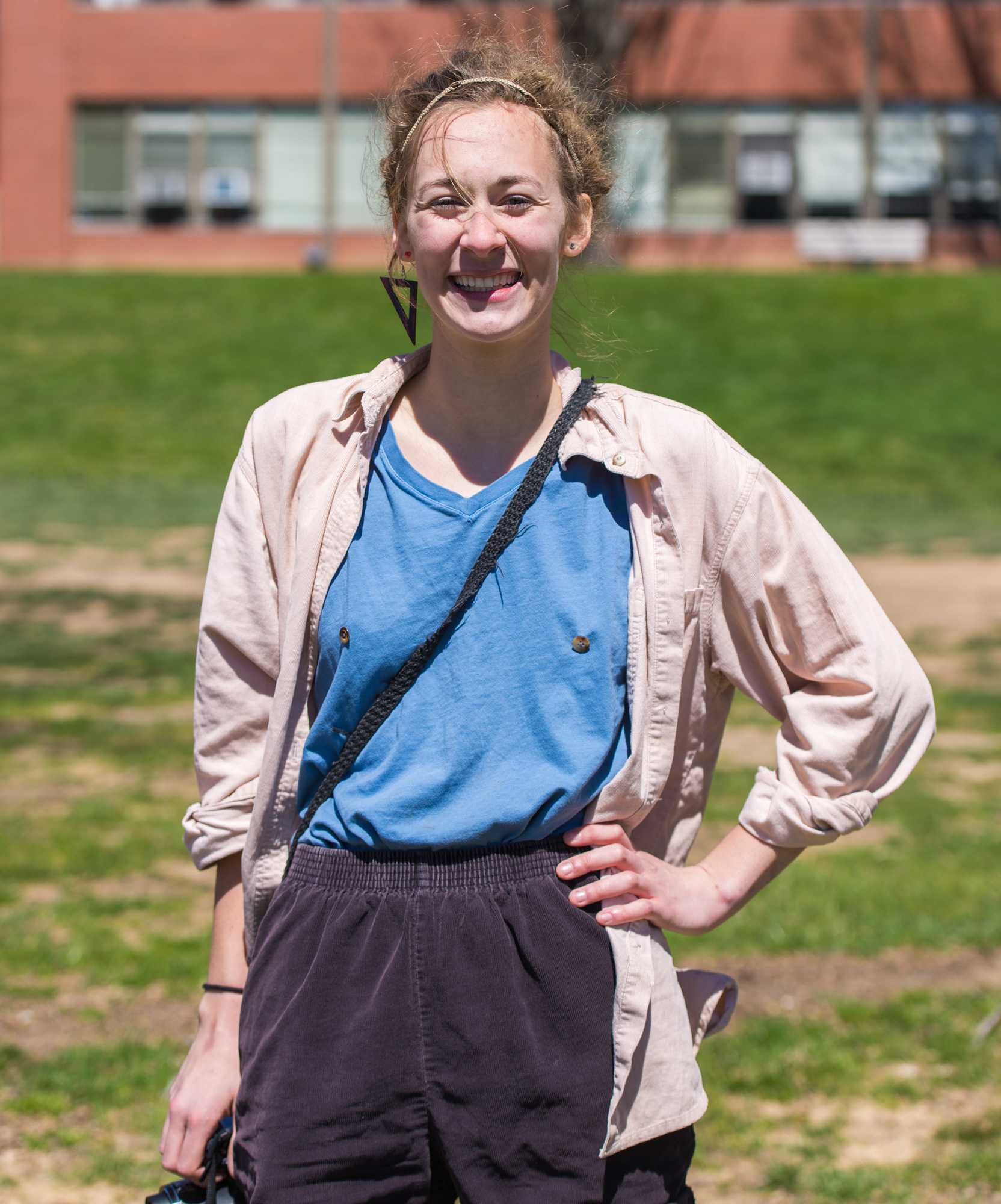 Freshman sustainable development major Audrie Emma Bruce wears a "nipple shirt." Bruce is the coordinator of the event. Photo by Dallas Linger.