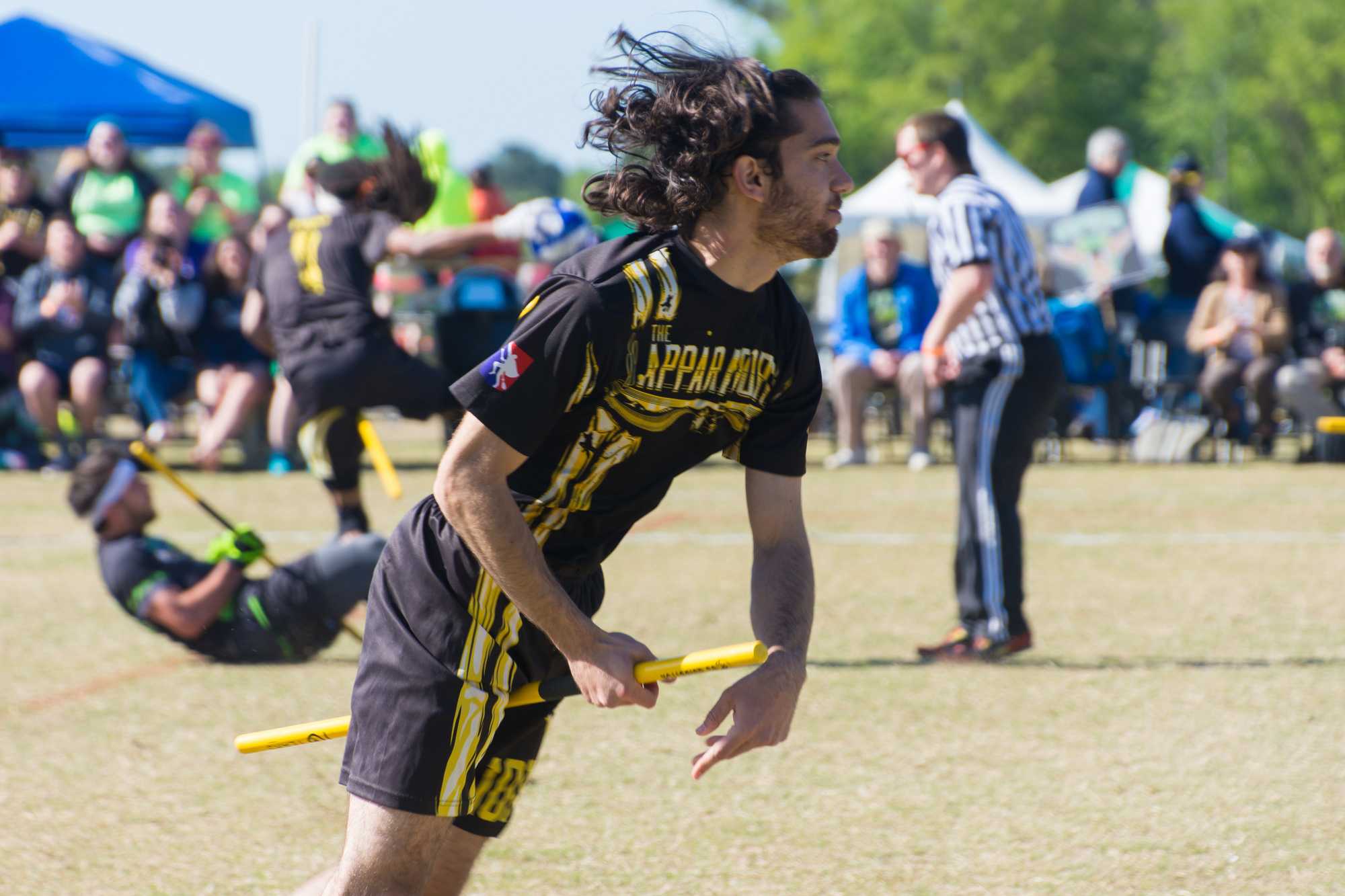 Chaser and captain Benjamin Strauss runs across the field during the game against the Silicon Valley Vipers 