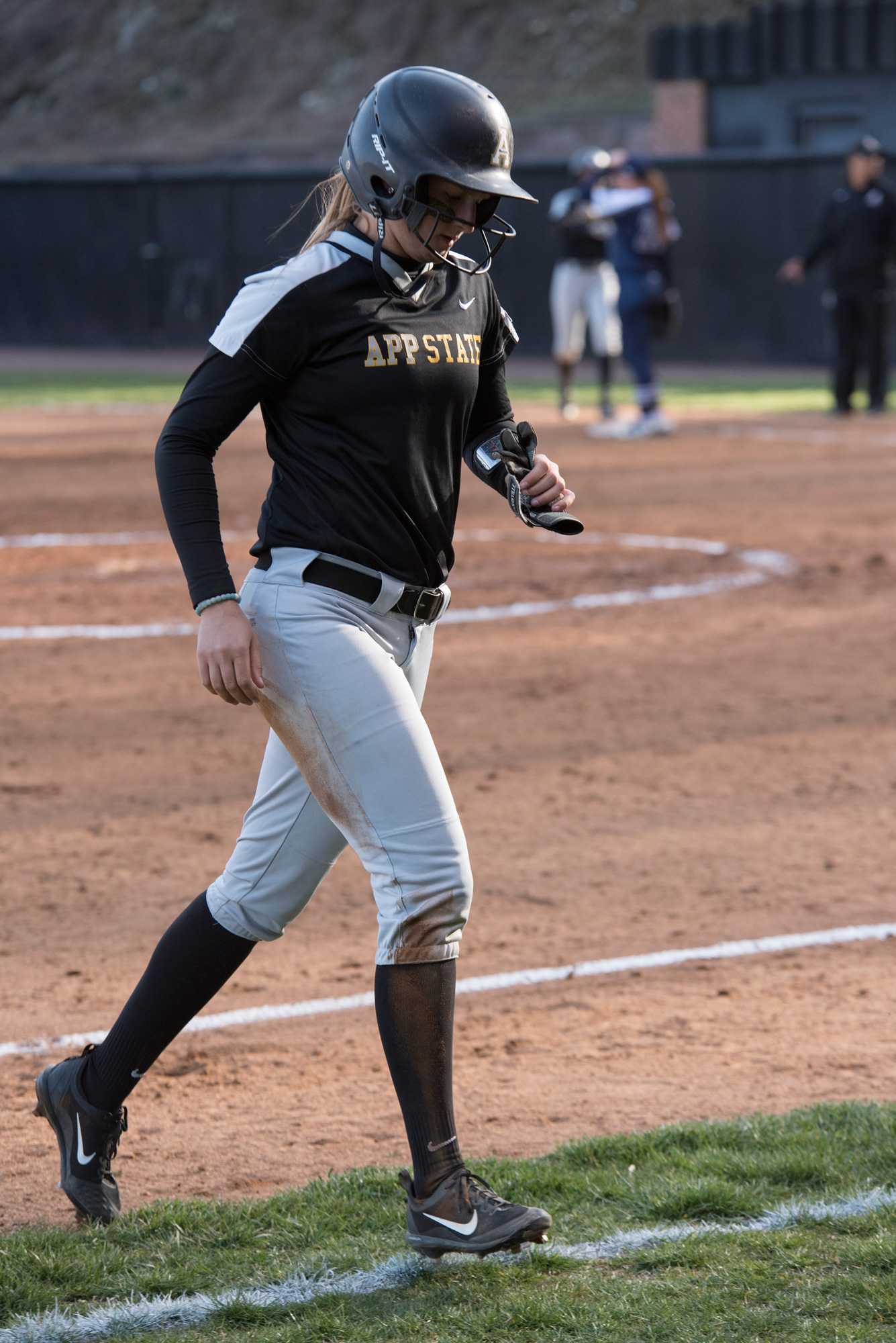 Junior+Ally+Walters+gets+out+at+second+base+during+the+double+header+against+UNCG+in+2017.+Ally+hit+a+grand+slam+during+the+second+game+giving+the+Mountaineers+4+runs+in+one+inning.