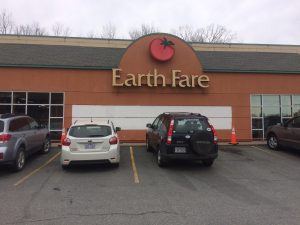 Vandalism on Earth Fare that was covered up. Four different people wrote words on multiple buildings around the Town of Boone