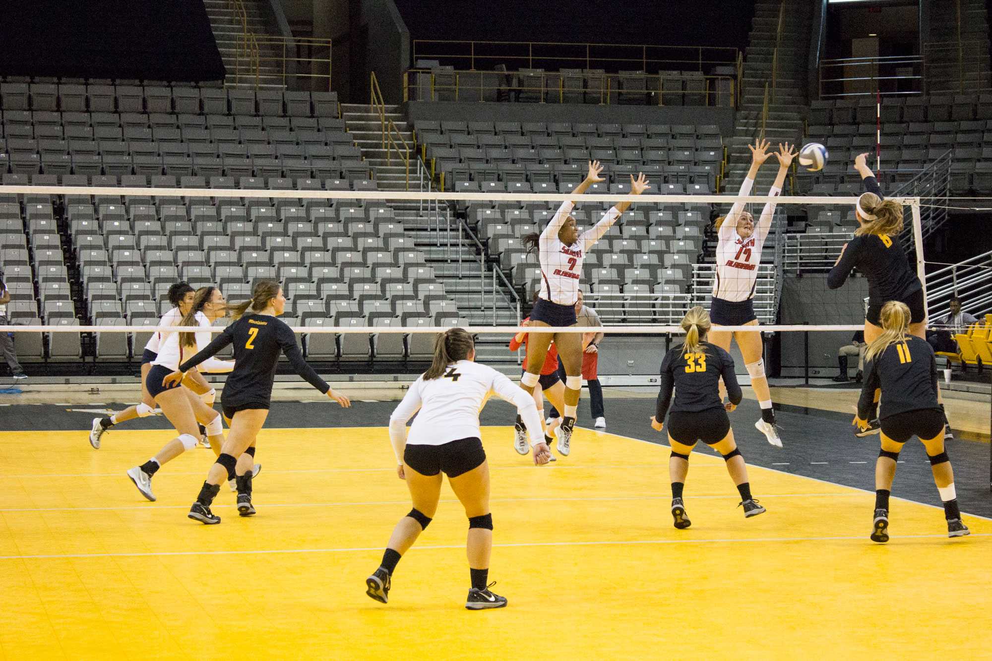 Appalachian State volleyball team spikes against Southern Alabama during a 2016 home game. Their first home game of this season is Friday, August 25th at 12pm.