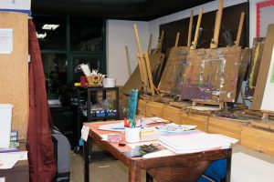 Canvases and easels await use at the Turchins art studio.