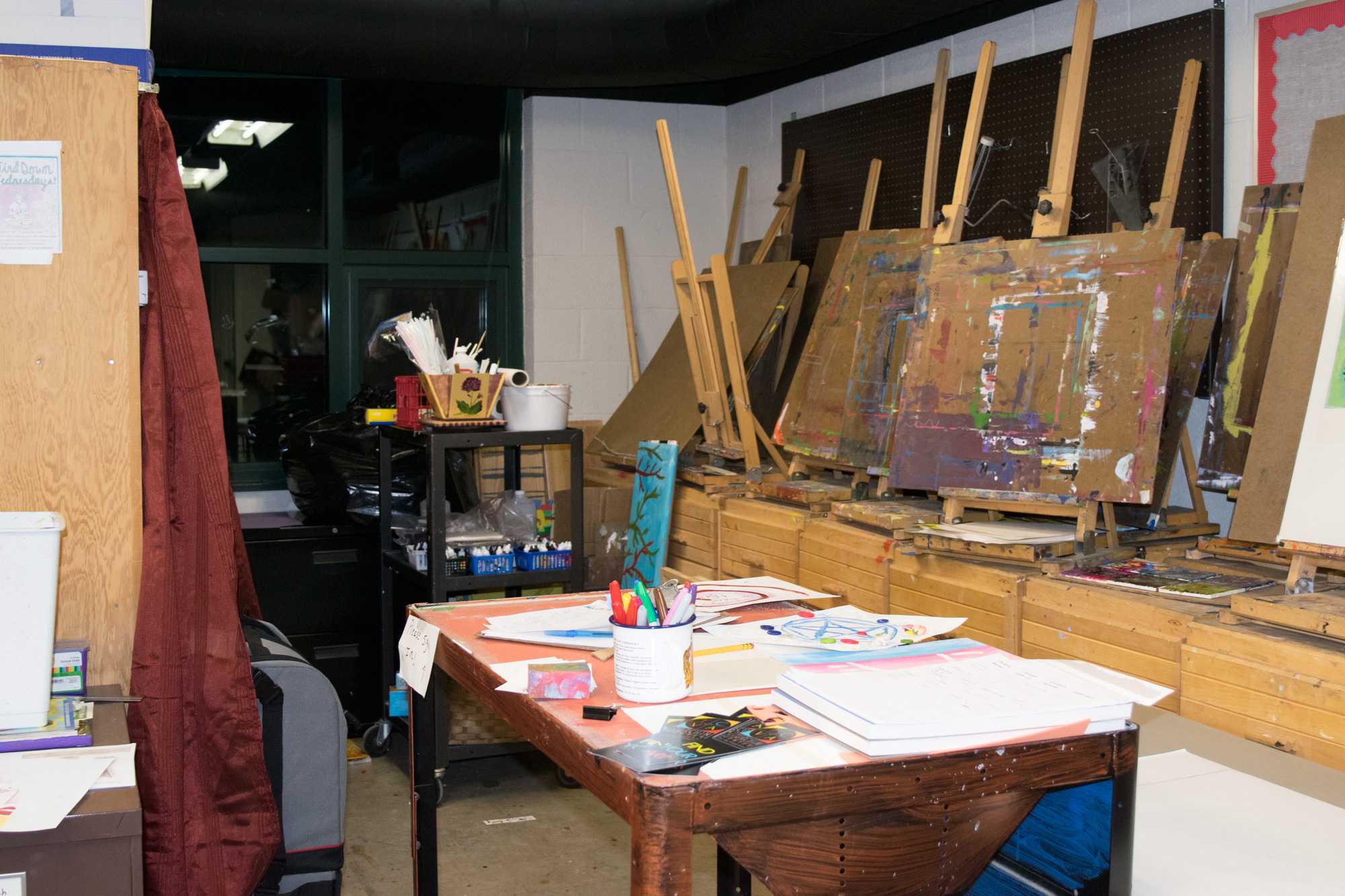 Canvases and easels await use at the Turchin's art studio.