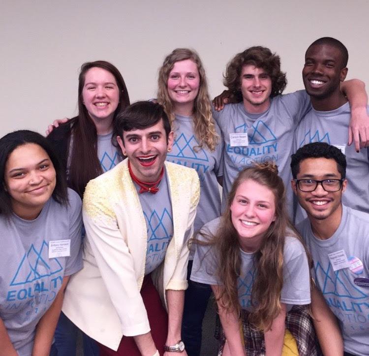 Front: Brittany Harrison, Keynote Speaker Jacob Tobia, Kate Rhudy and Reggie Gravely. Back: Mary Helen Fennell, Maddie Majerus, Carson Beam and Ebuka Ibeziako. Photo courtesy of Equity in Action 2015.