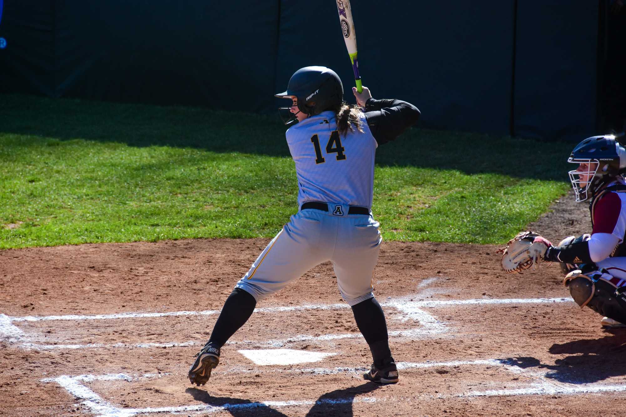 Freshman+catcher+Jenny+Dodd+bats+during+a+game+against+Troy+on+Friday%2C+March+18.+Photos+by+Lee+Sanderlin.+