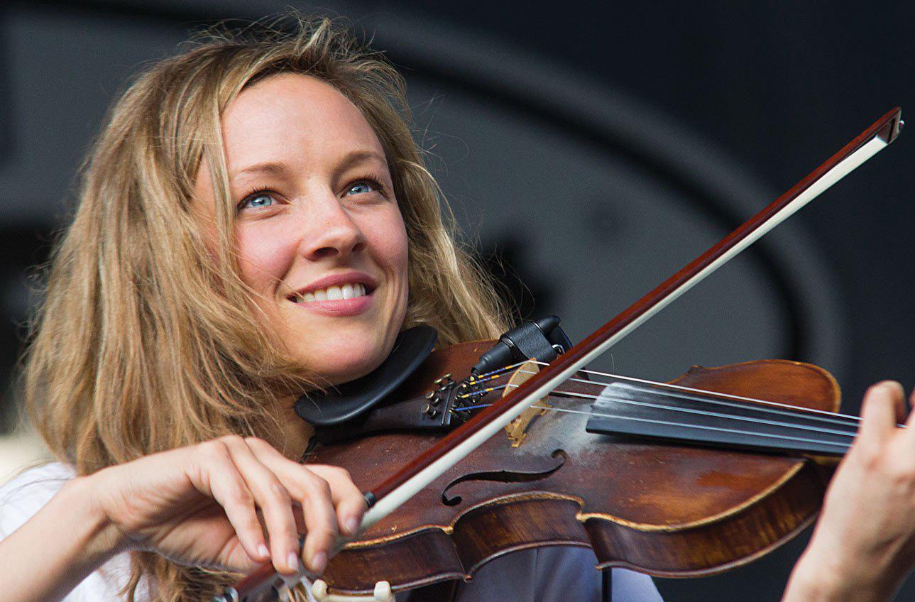 Mandolin Orange frontwoman Emily Frantz plays on the John Pearse Stage on Saturday afternoon at MerleFest. 2014’s festival attracted more than 76,000 participants to Wilkes Community College. Photo by Paul Heckert.