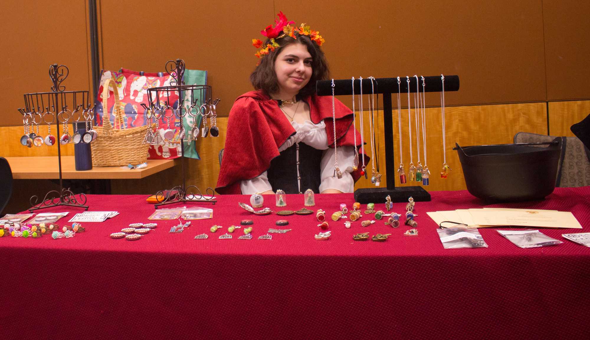 Emily Chandler at her contact table where she sells jewelry during NerdCon. The event was held on Saturday, April 23 from 10:00 a.m. to 9:00 p.m. in Plemmons Student Union. Photo by Aaron Moran.
