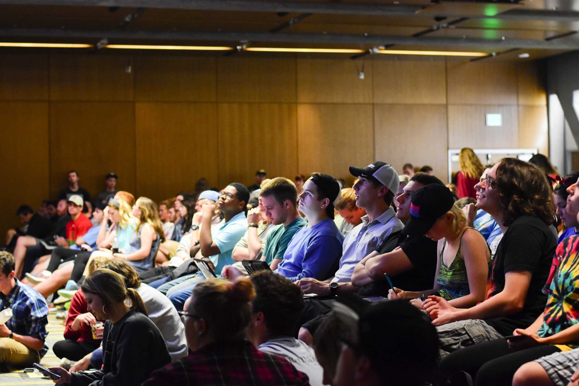 Students attend on-campus debate viewing