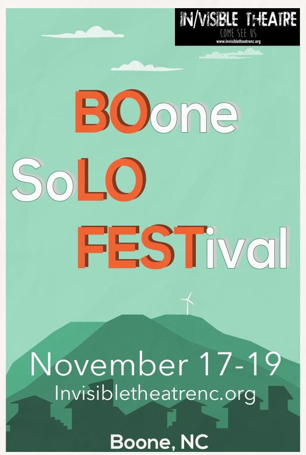 Flier for BOLO Fest designed partially by Fivver, along with Bridget Mundy. The graphic inside, designed by Karen Sabo, is for In/Visible Theatre, which is the theatre organization that is holding BOLO Fest.