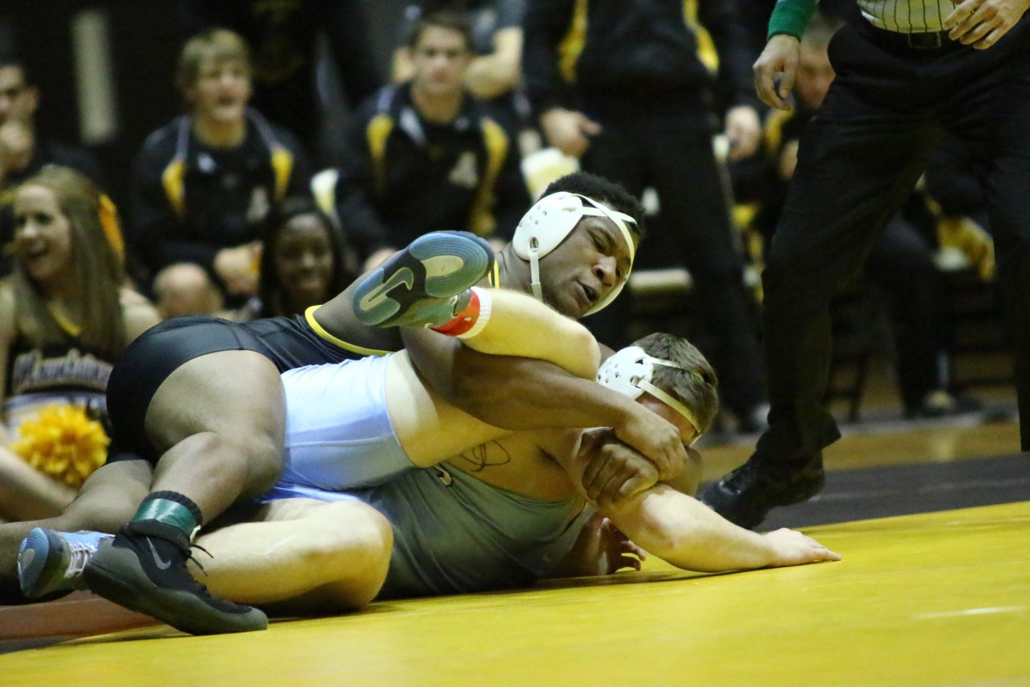 Denzel Dejournette won the final match to help the Mountaineers defeat the Tarheels
Photo courtesy: App State Athletics/ Rob Moore