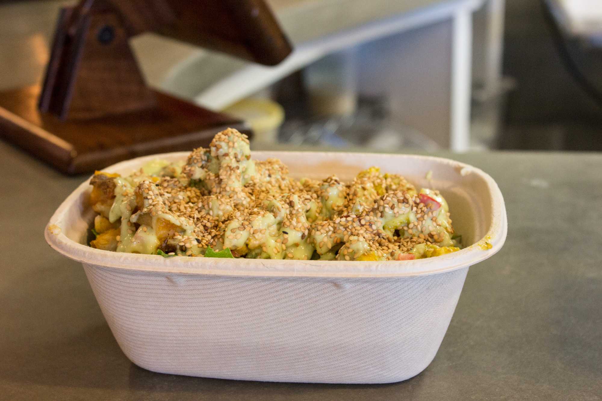 An example of one of Kindly Kitchens 100% vegan and 100% gluten free bowls. The unique restaurant is located on King Street on the conner of Depot Street. They sell a variety of bowls, salads, and smoothies.