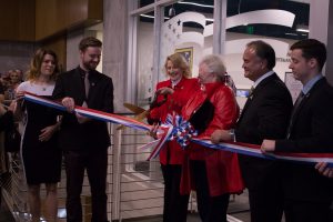 Chancellor Everts cuts the ribbon officially opening the Student Verteran Resource Center. The center is located on the second floor of the Student Union.