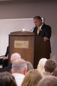 Major General Edward M. Reeder Jr. speaks at the opening of the Student Veteran Resource Center