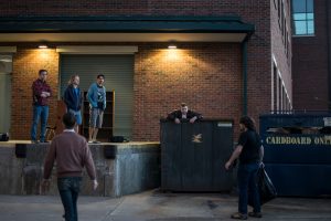 Students on the set of "Decomposed", directed by Berry Jone, during the 45 minute film challenge.