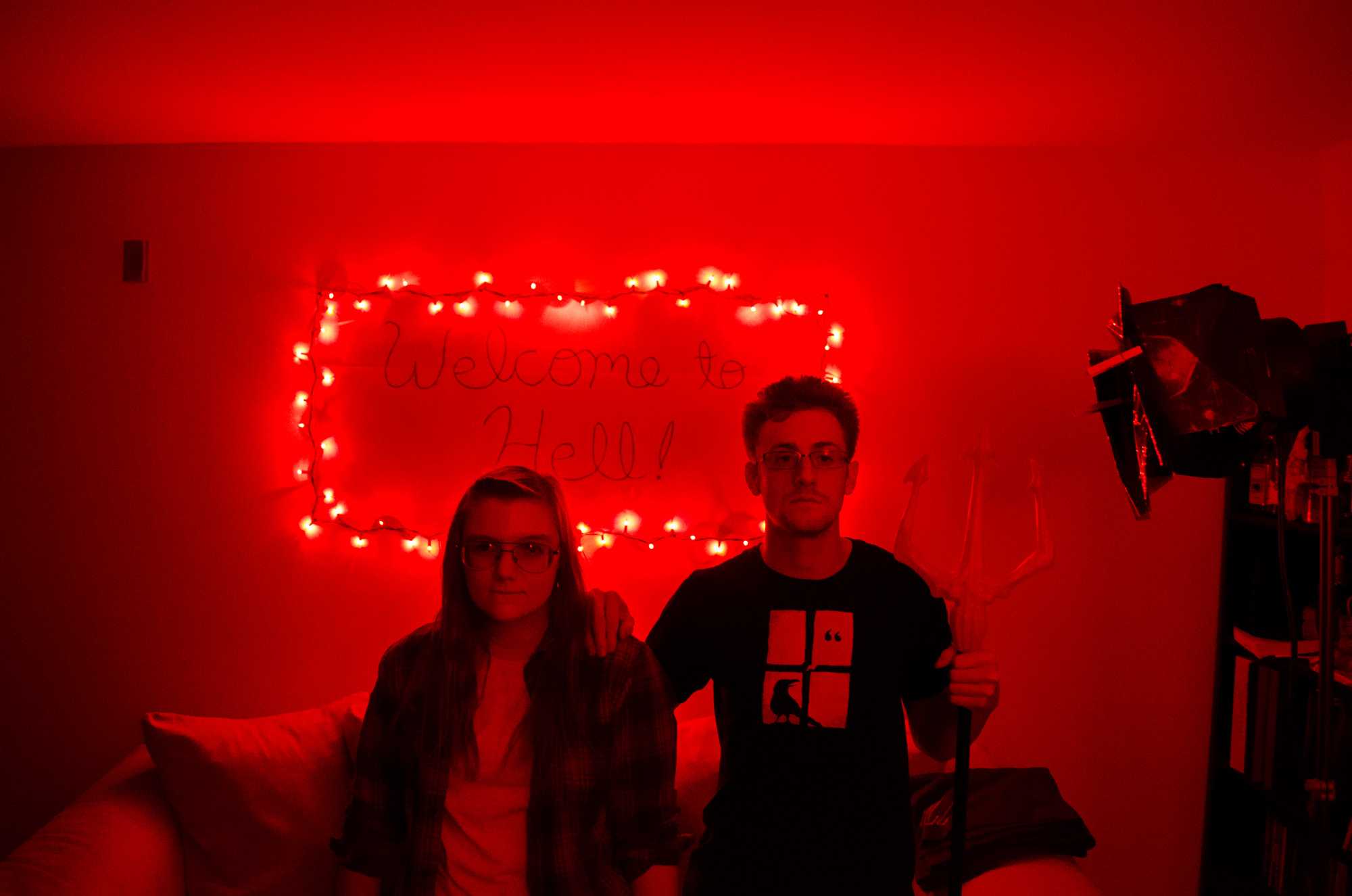 Melody Fayth Marshall and Alex Adcock on set of Dianes Inferno directed by Melanie Lech. The film was one winner of the Do Not Eat More Than One script contest.