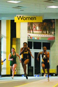 Darlene Girardeau racing in the 55m womens preliminaries.