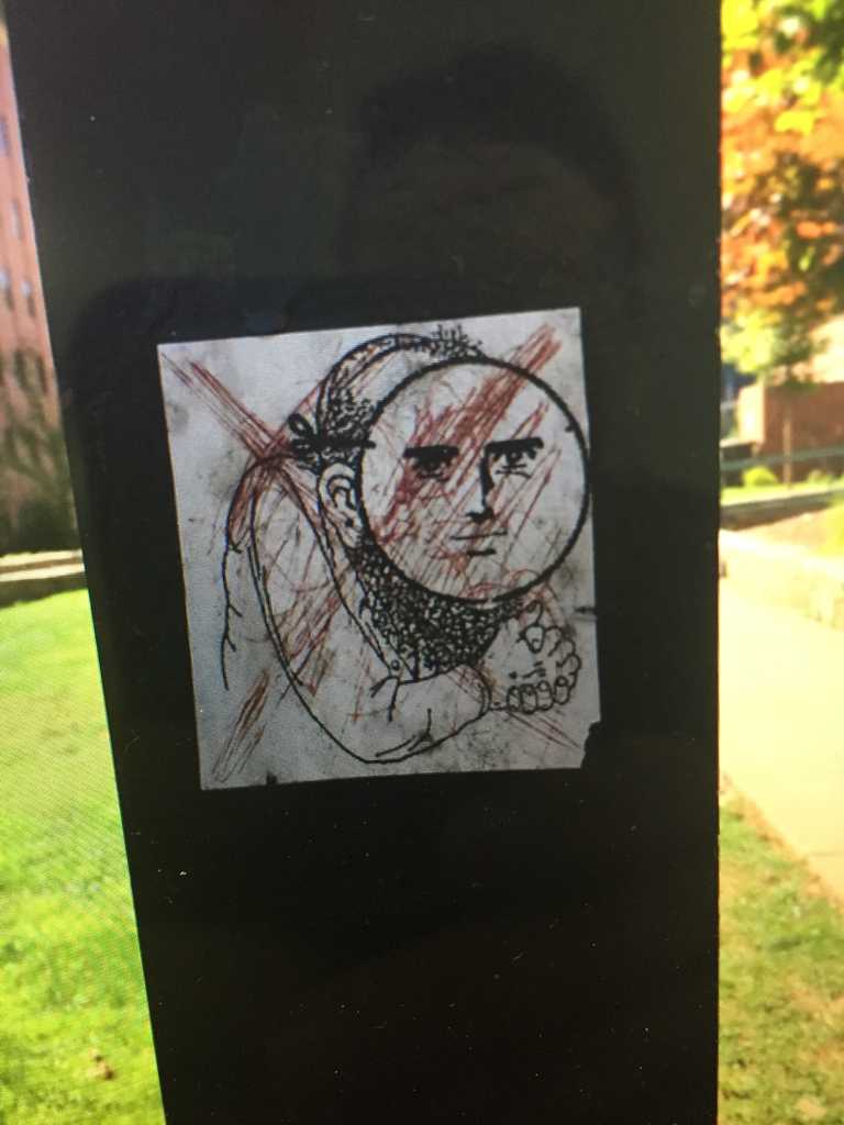 An anti-Semitic sticker found behind Hoey and Lovill halls on Sept. 27.