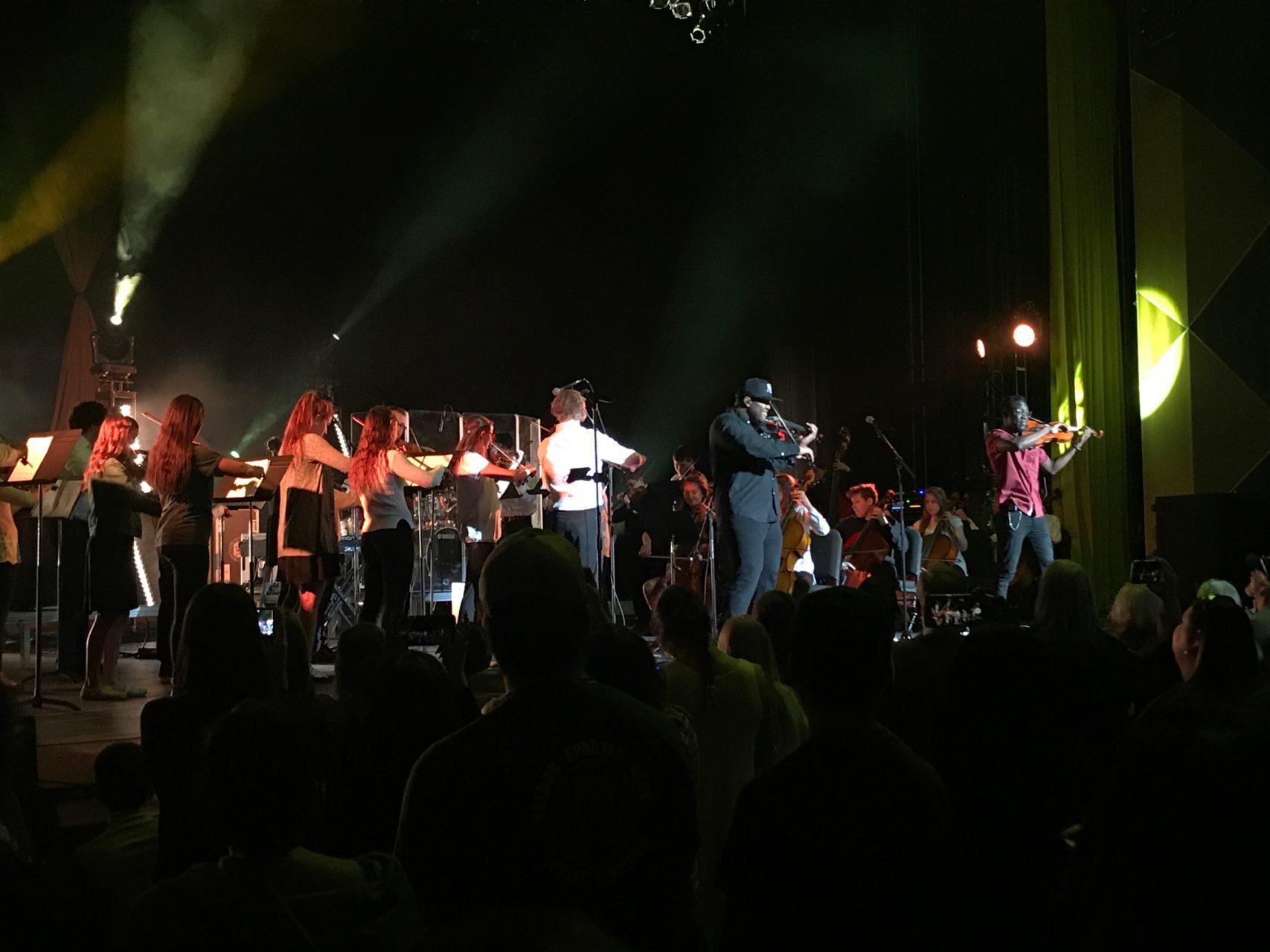 Black Violin is joined by Watauga County schools orchestra students.