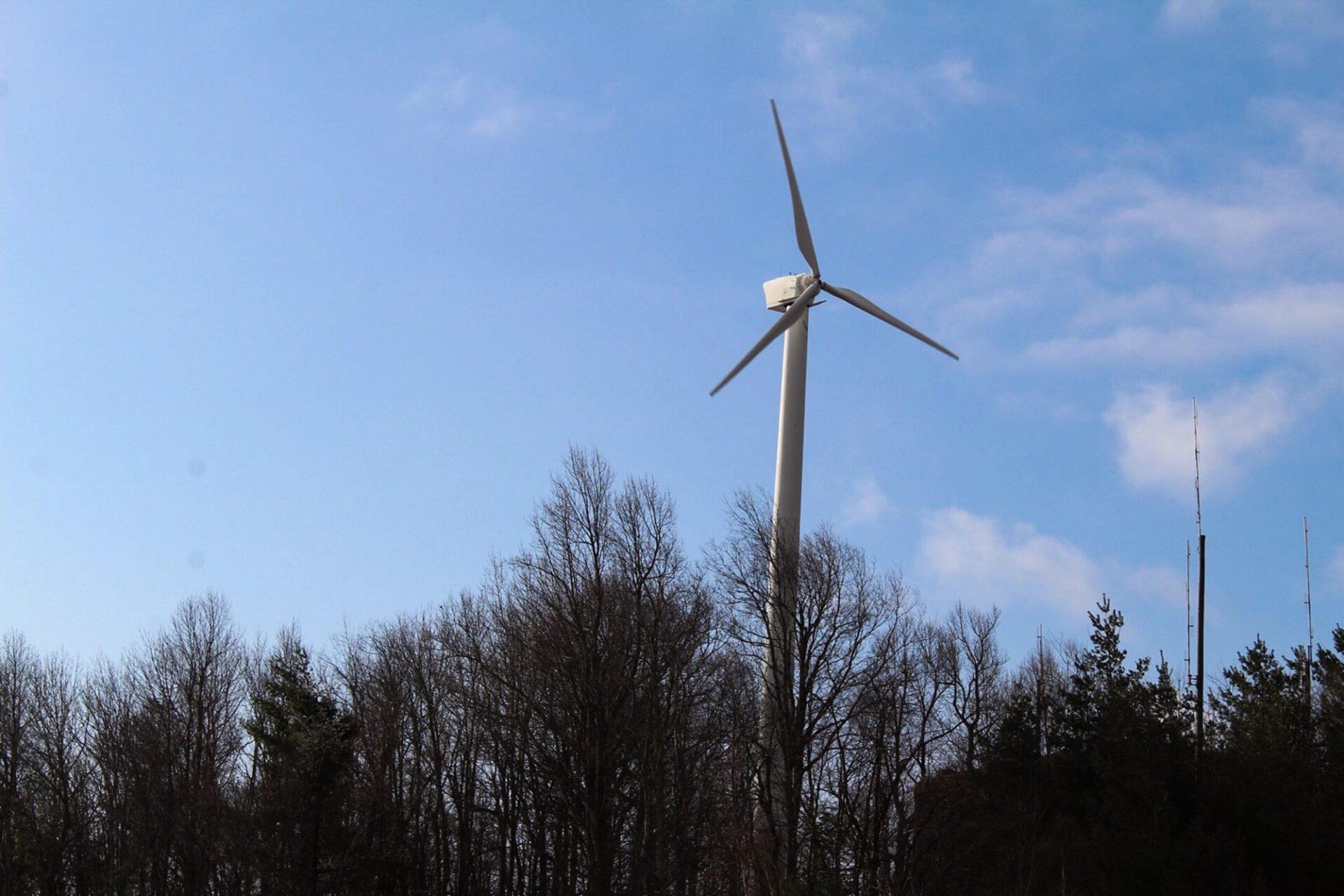 The Broyhill wind turbine at Appalachian State was installed in June 2009. It stands at the highest point on campus at 755 Bodenheimer Road. The turbine allows Appalachian State to generate energy while off-setting 200 metric tons of carbon dioxide per a year.
