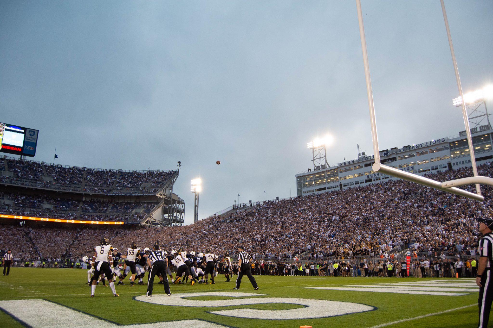 Penn State attempts an extra point against the Mountaineers. App State lost to the Nittany Lions 45-38.