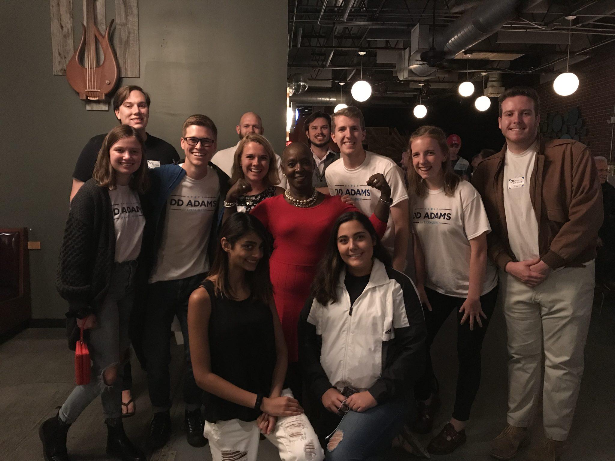 DD+Adams+poses+with+students+from+App+State%2C+some+serving+as+interns+for+her+campaign.+Adams+has+been+running+for+congress+for+22+months.