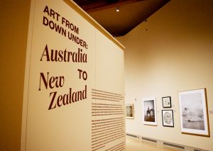 The introductory panel to the Art From Down Under: Australia to New Zealand in the Turchin Center for Visual Arts.